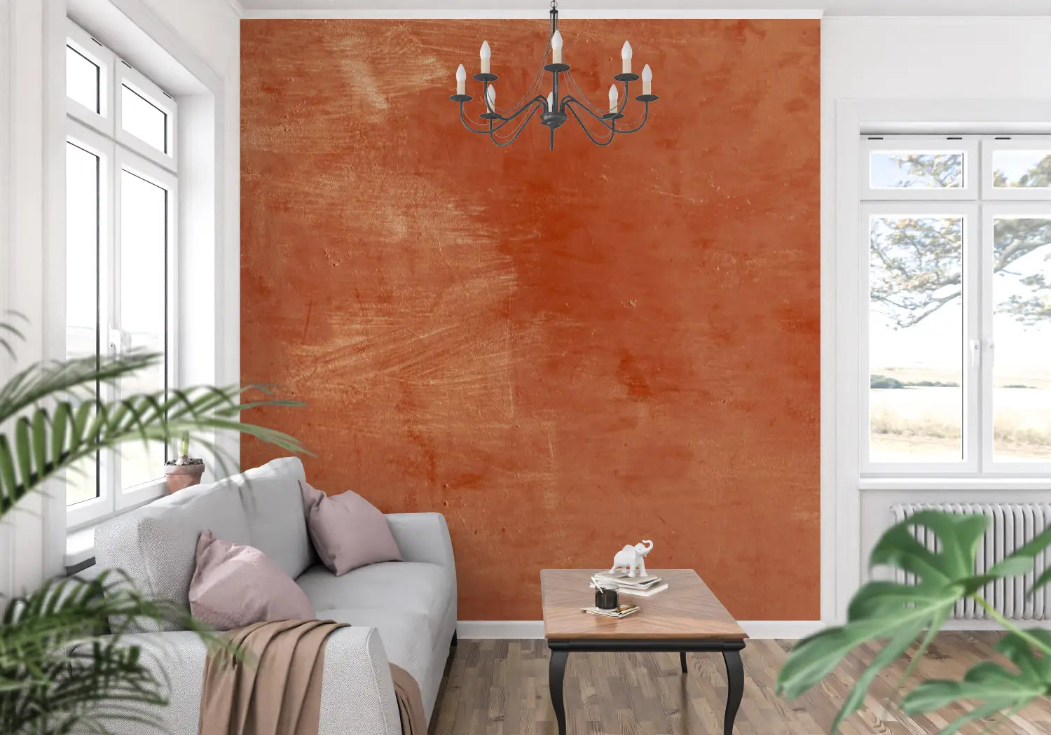 Papier Peint Ocre Rouge - tapisserie