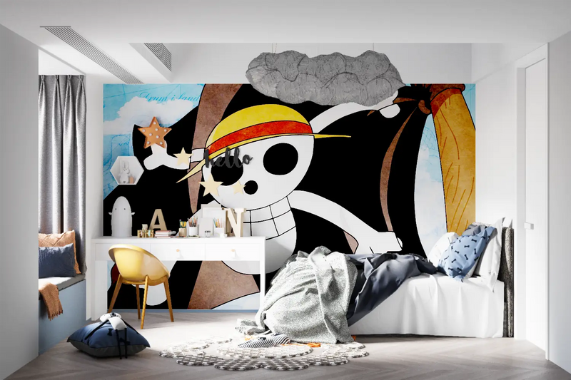 Papier Peint One Piece Drapeau Pirate - mur panoramique