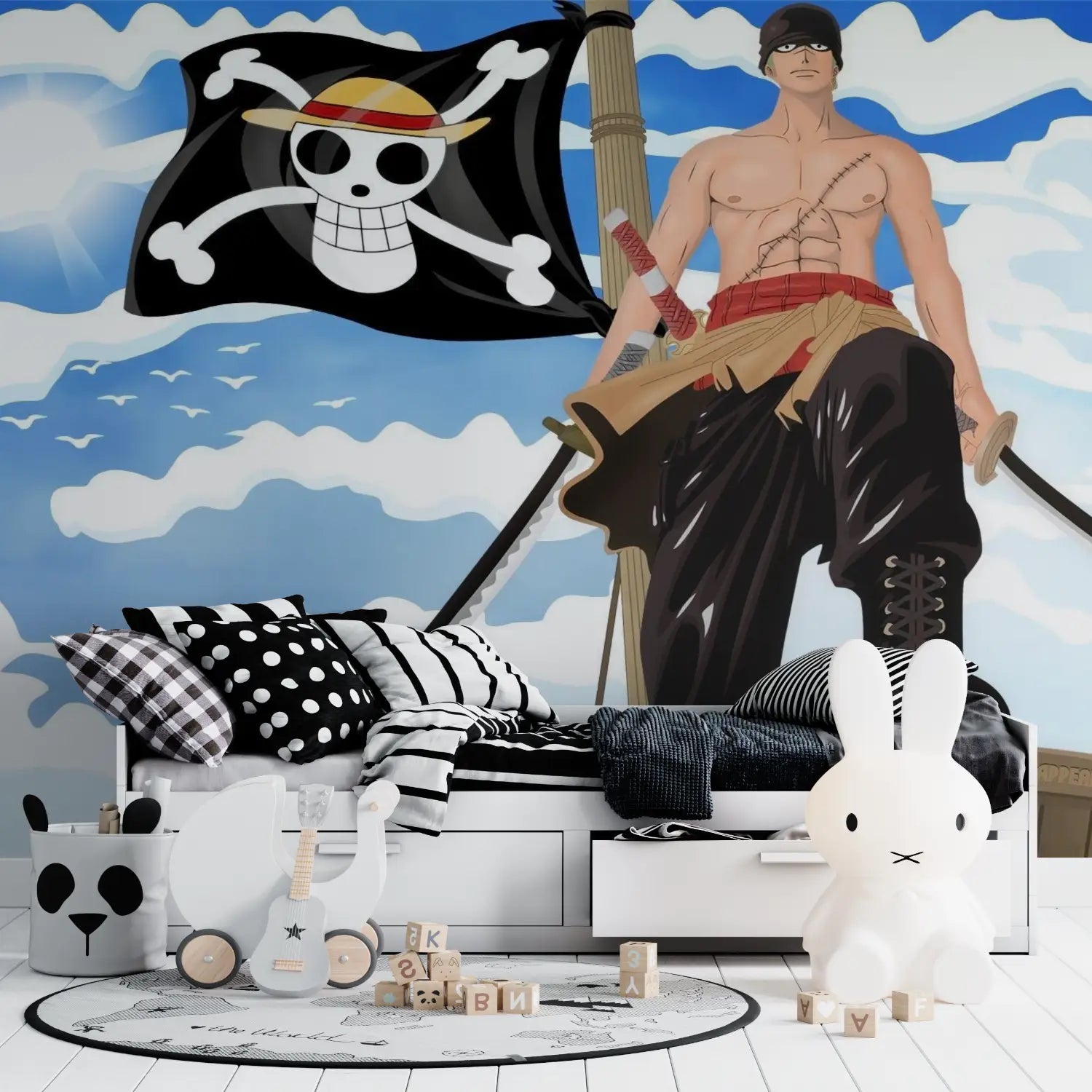 Papier Peint One Piece Drapeau Pirate Anime - mur panoramique