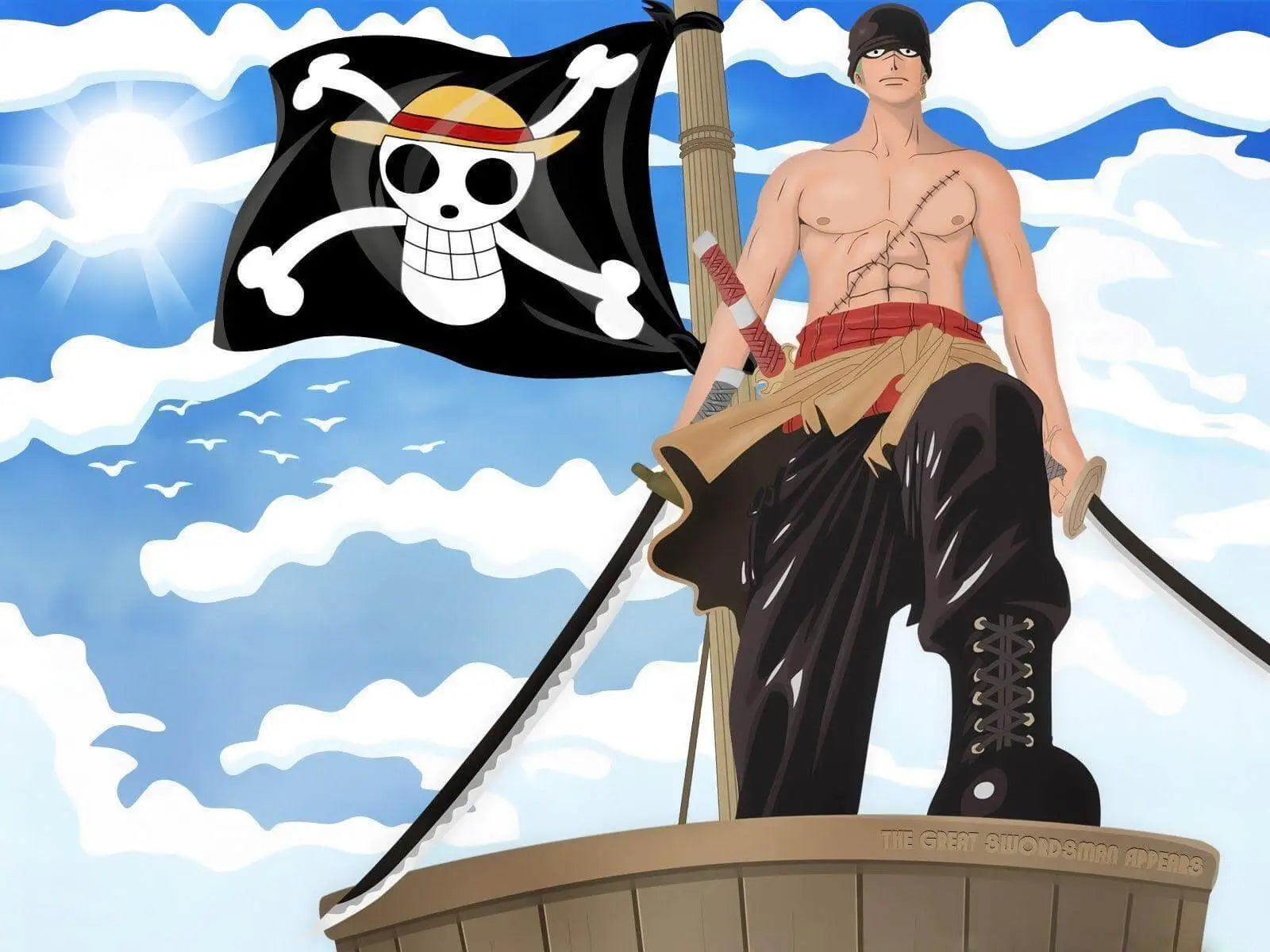 Papier Peint One Piece Drapeau Pirate Anime