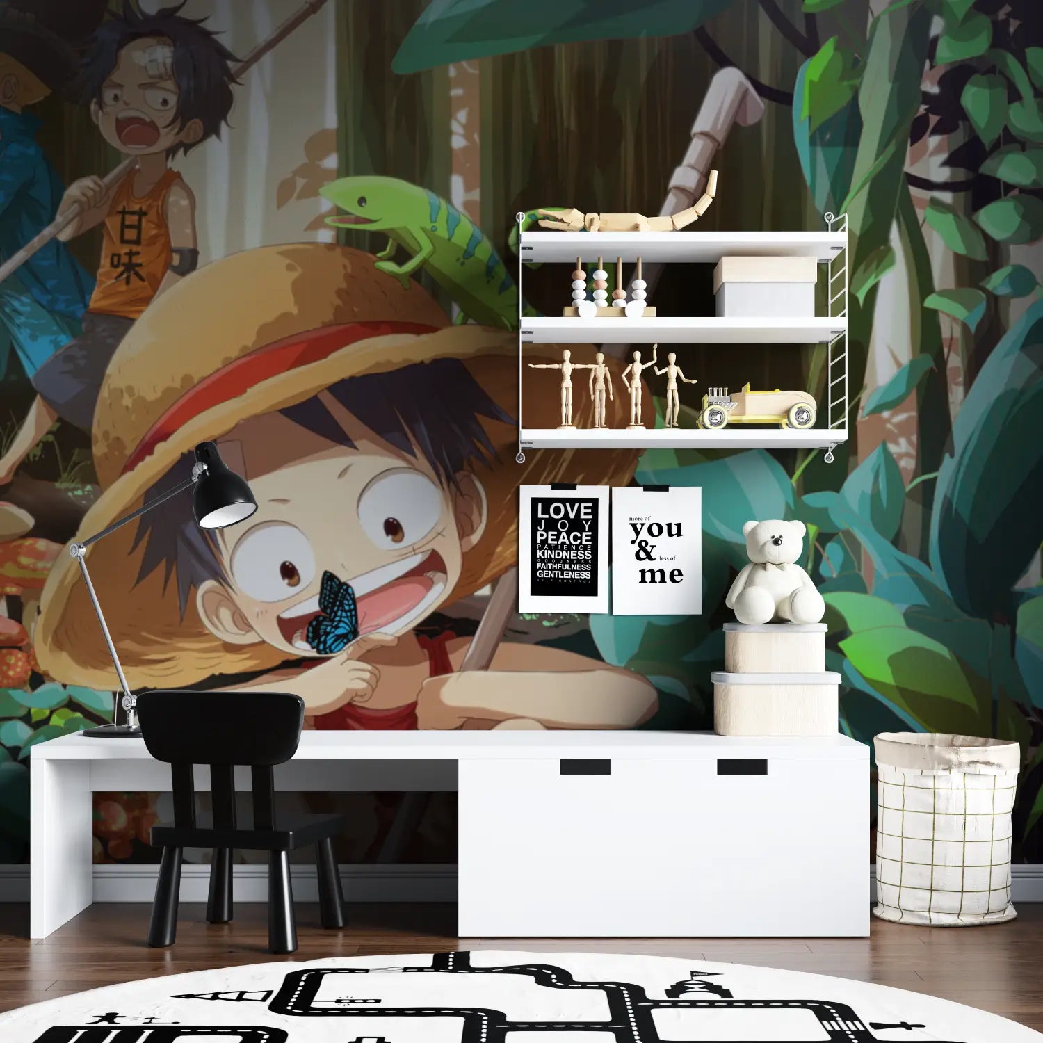 Papier Peint One Piece Enfant - chambre garçon lit