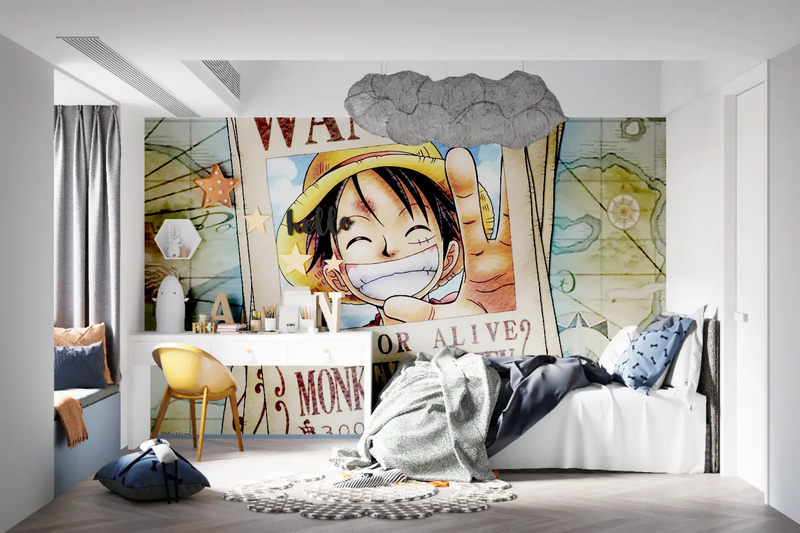 Papier Peint One Piece Luffy Wanted - tapisserie ado