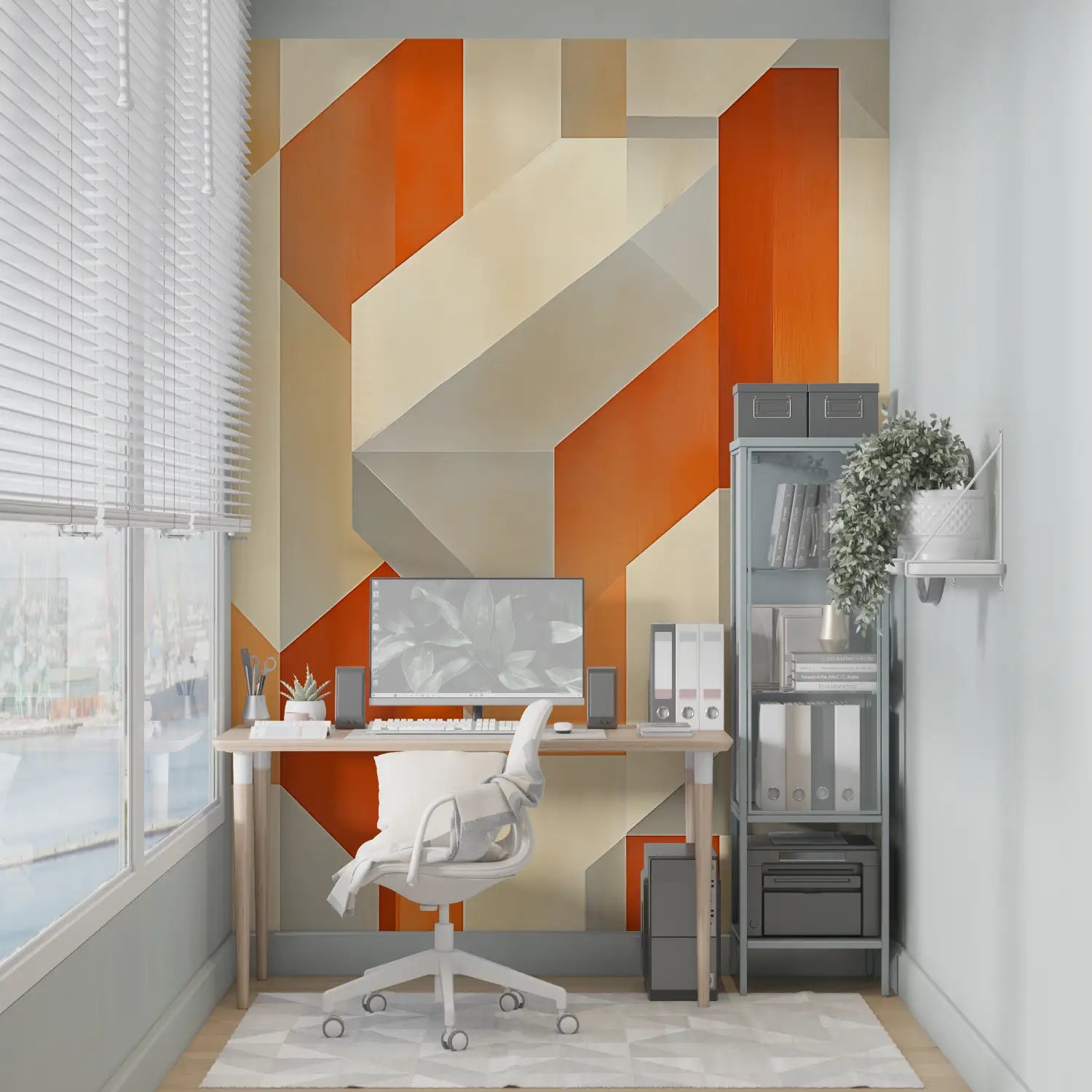 Papier Peint Orange Et Gris Art - merlin leroy