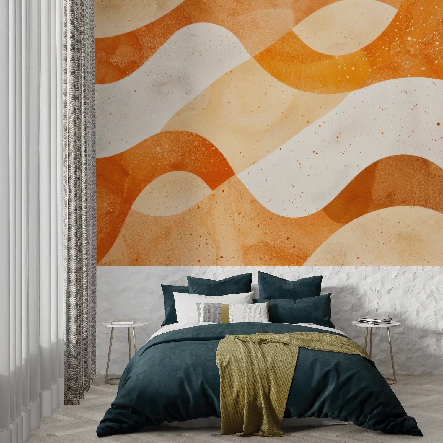 Papier Peint Orange Motif - tapisserie