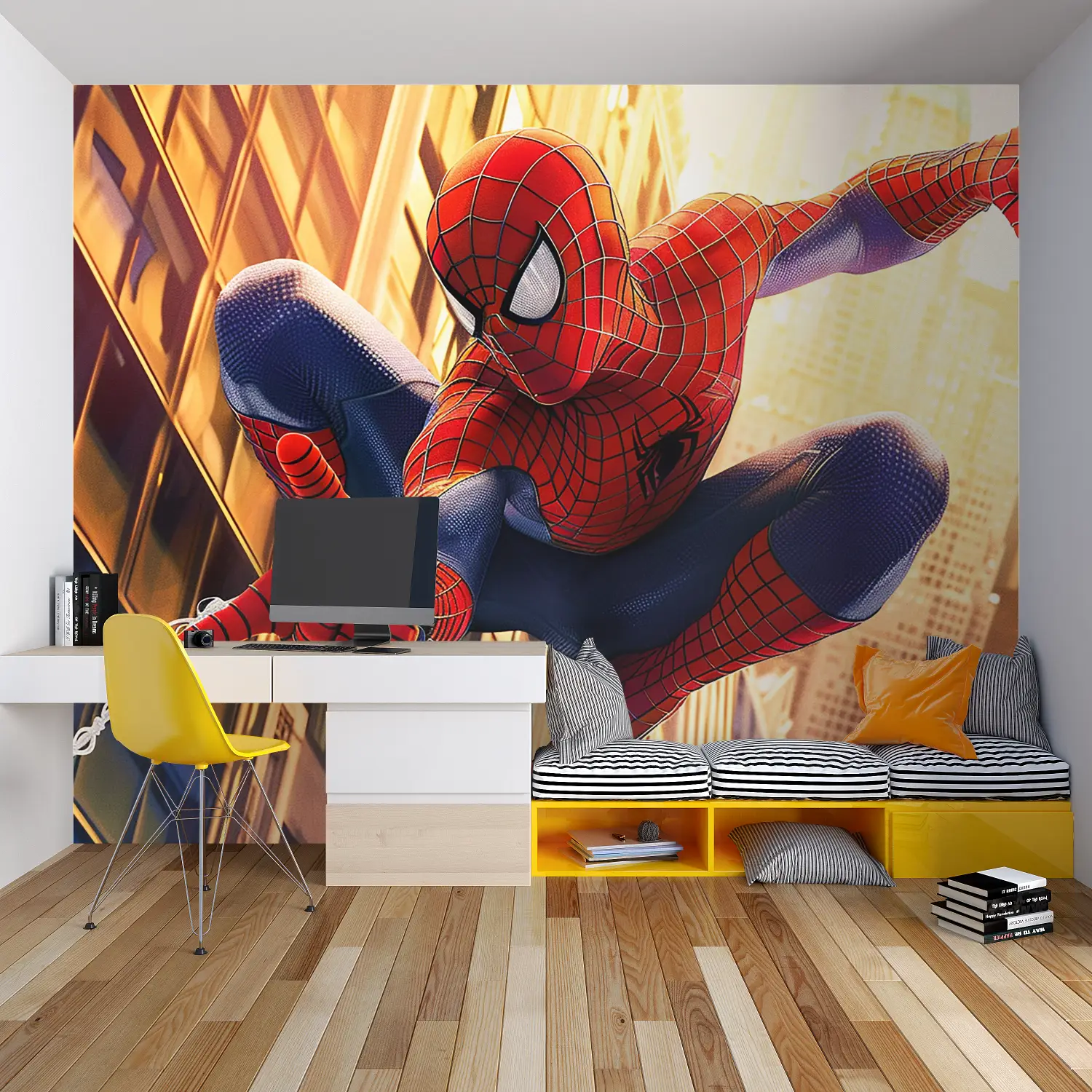 Papier Peint Spiderman 1 - chambre garçon lit