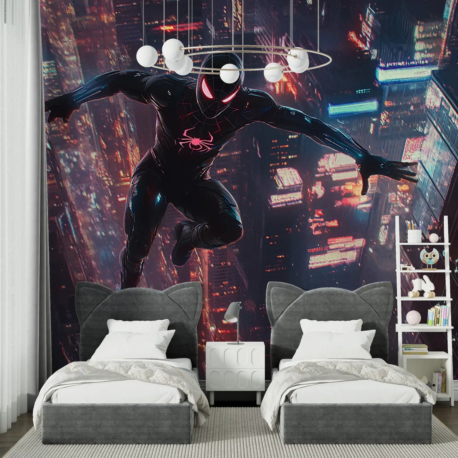 Papier Peint Spiderman Saut de Nuit - tapisserie spiderman