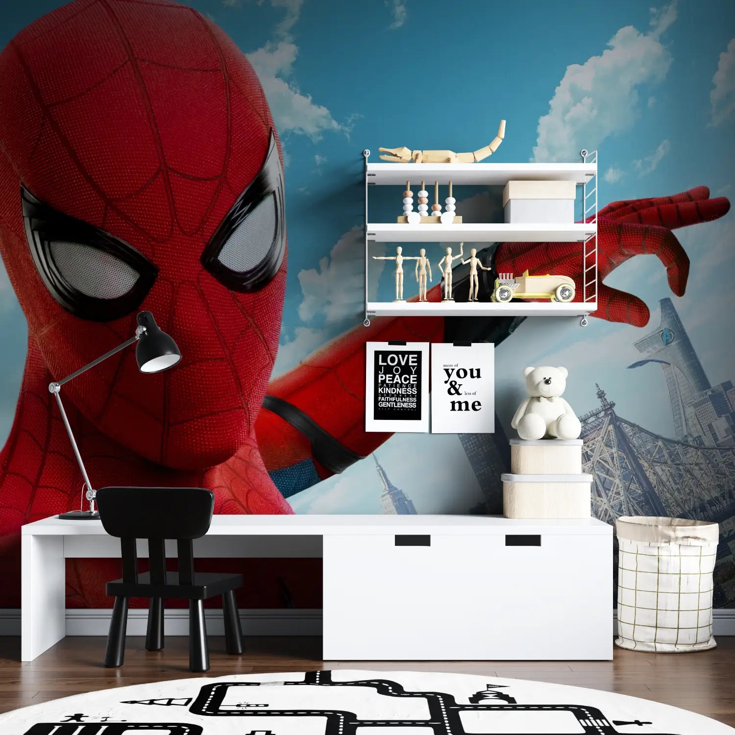 Papier Peint Spiderman Trompe l'Oeil 3D - tapisserie spiderman