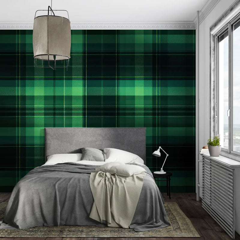 Papier Peint Tartan Vert - pano mural