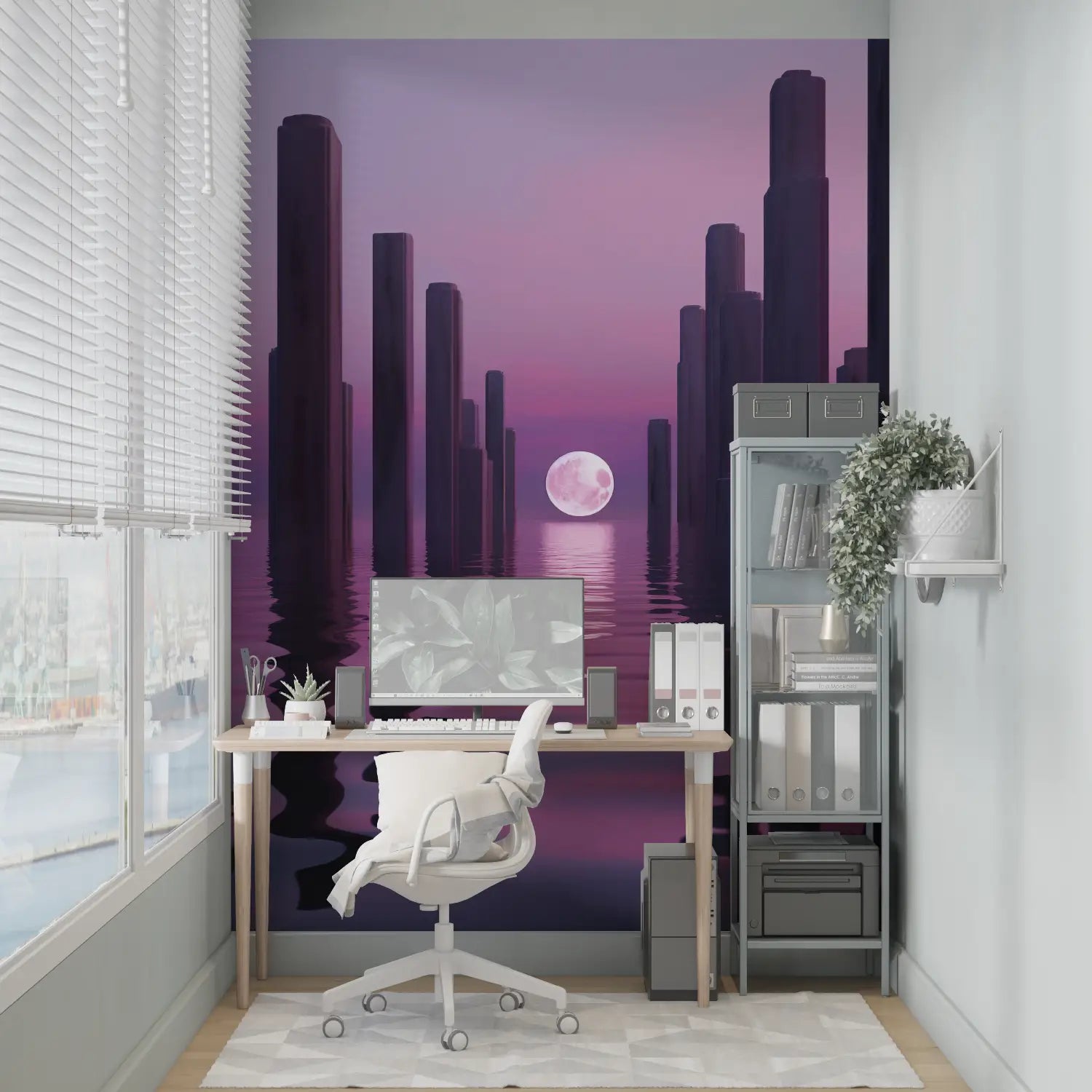 Trompe L'oeil Purple Wallpaper - Second Image