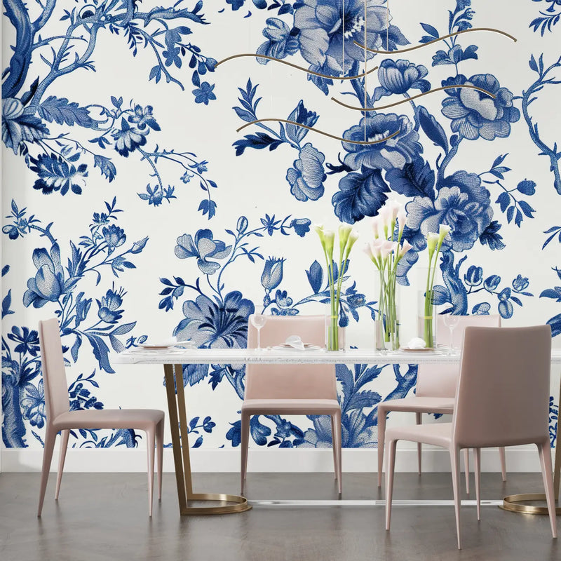 Papier Peint Vegetal Bleu - tendance 2024