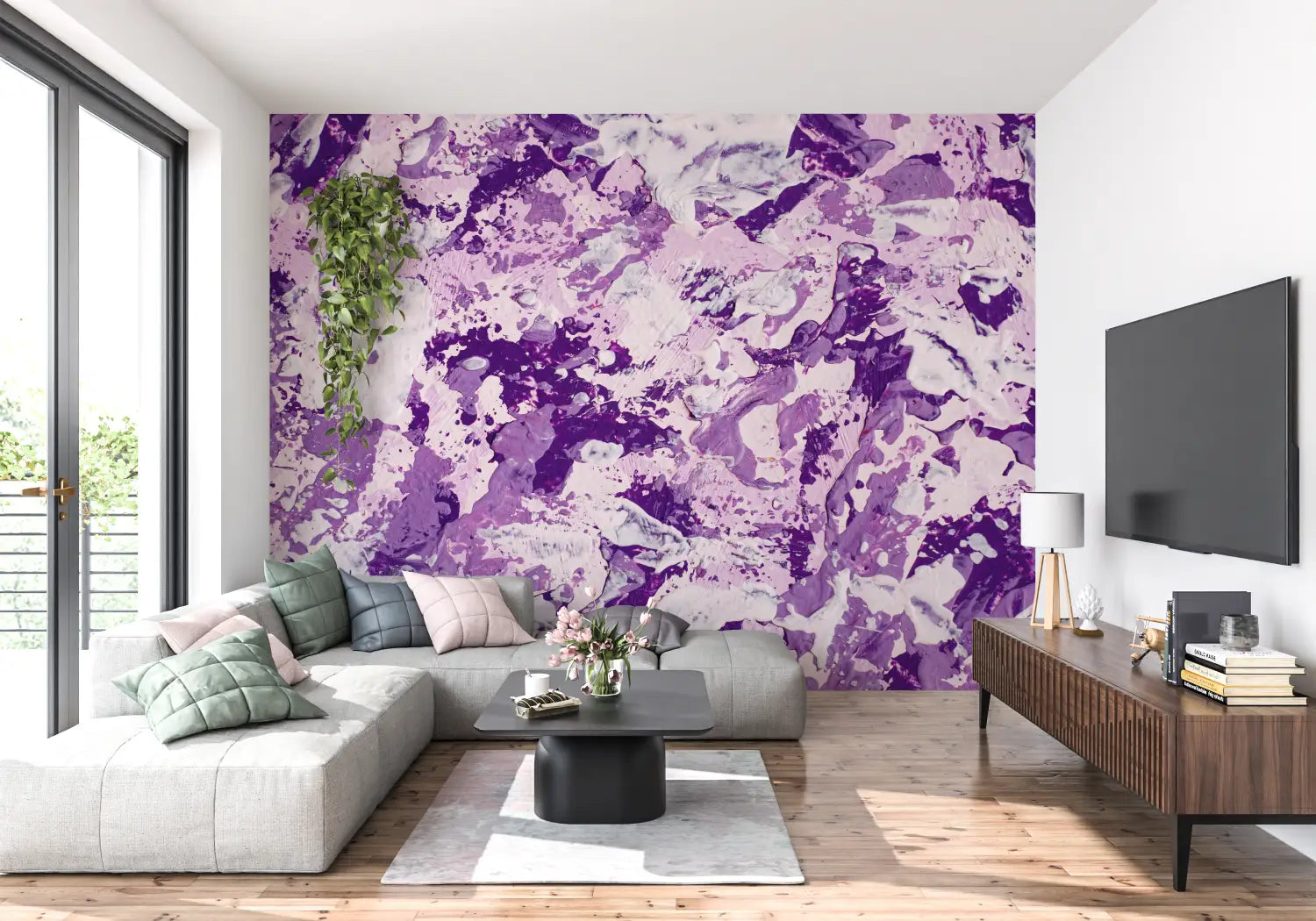 Papier Peint Violet Peinture - mur cuisine