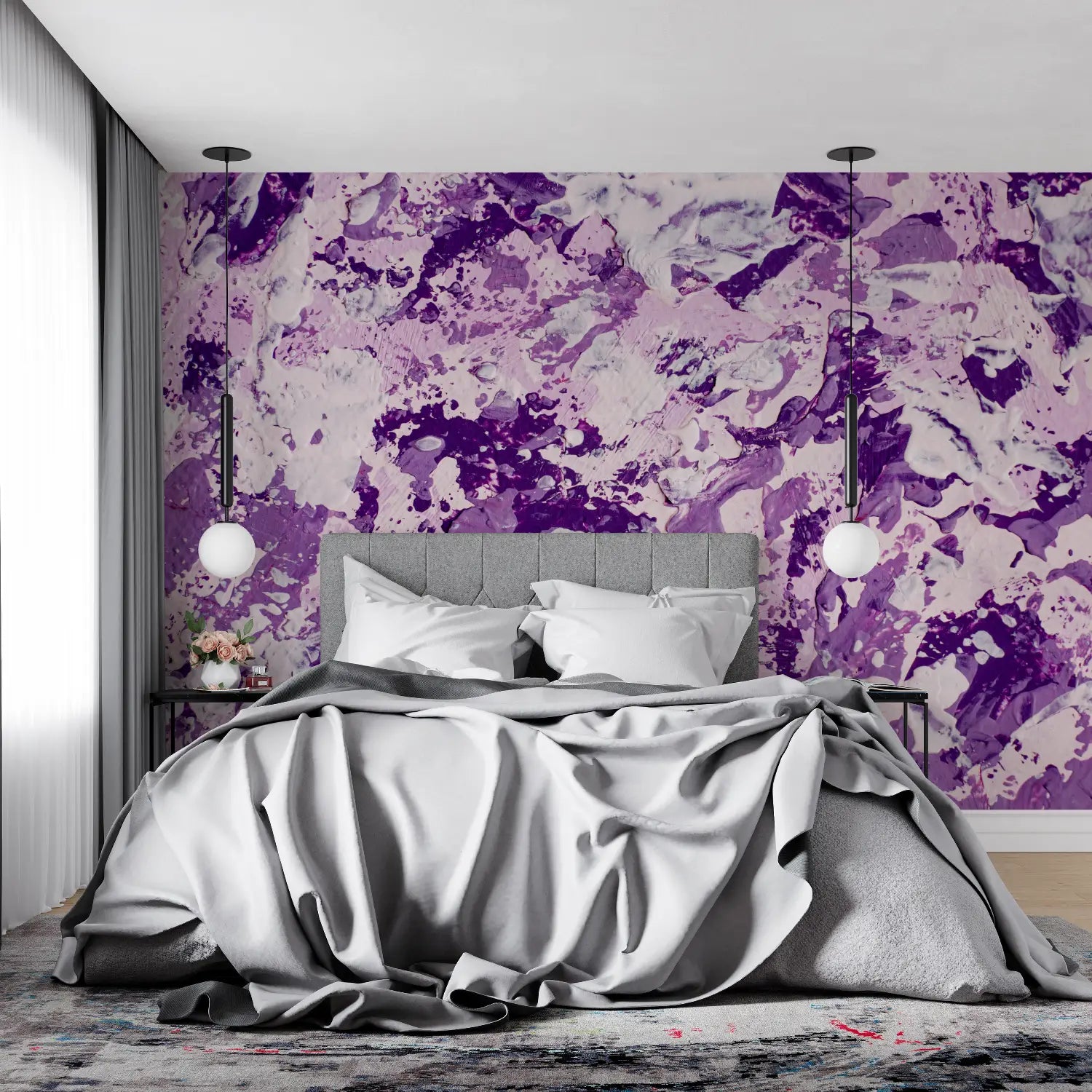 Papier Peint Violet Peinture - tapisserie pano