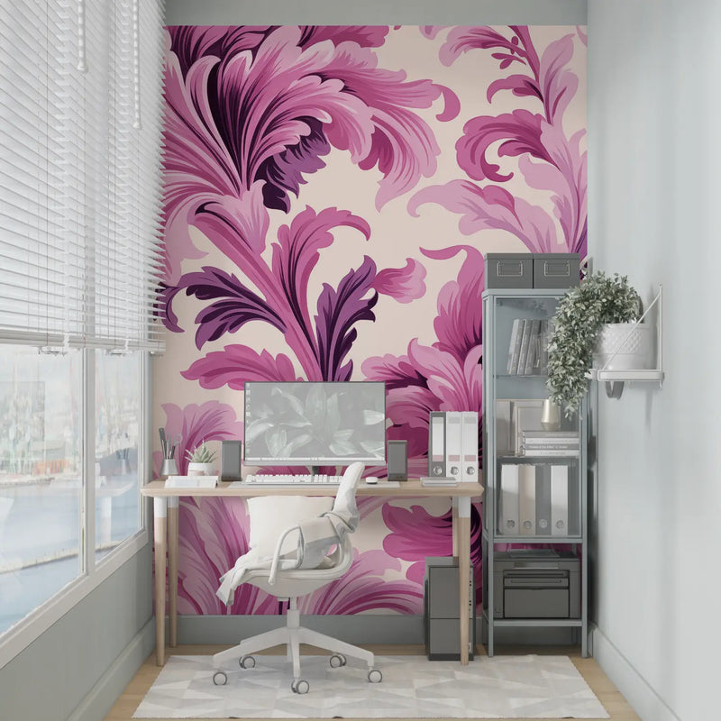 Papier Peint Violet Rose - mural