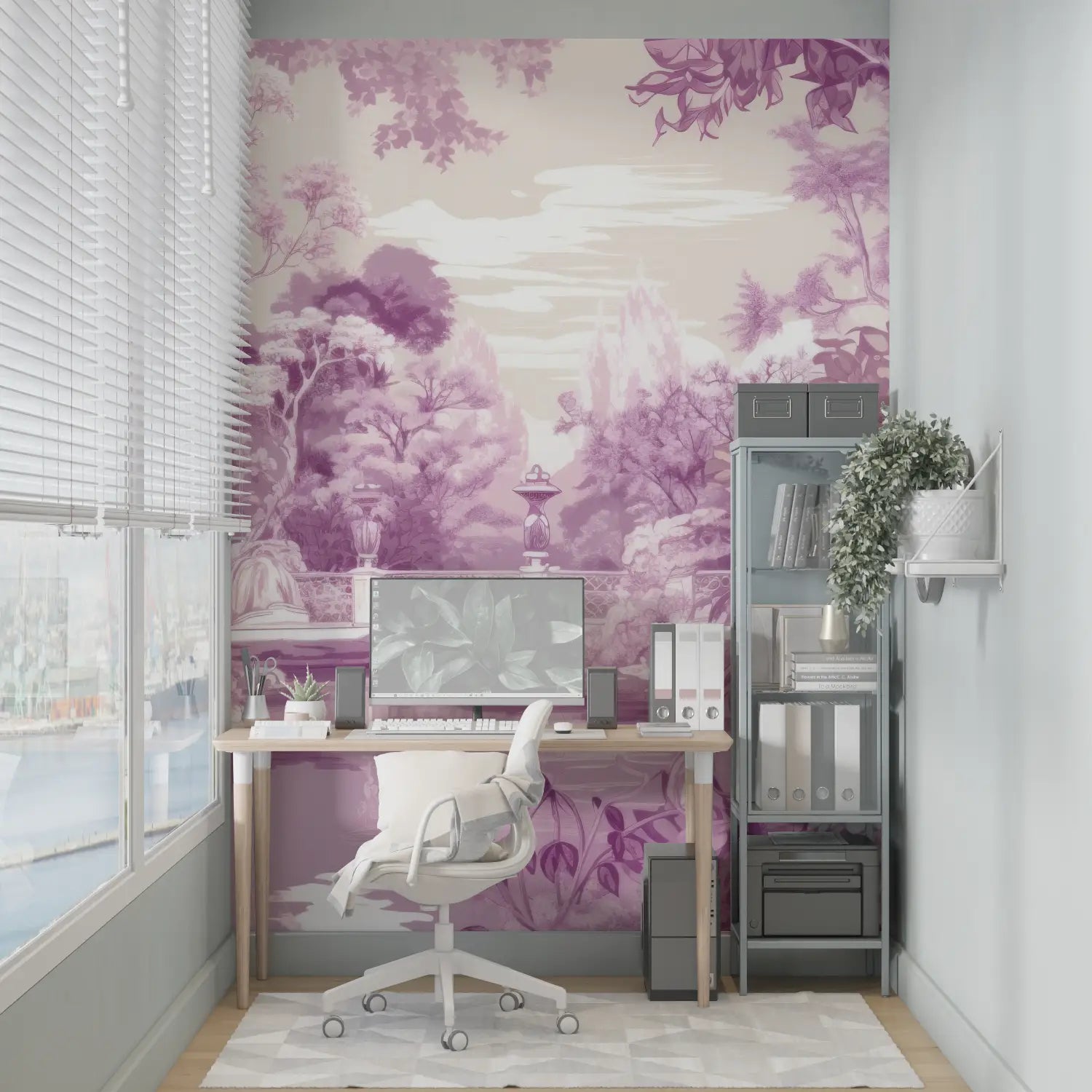 Purple Toile De Jouy Wallpaper - Second Image