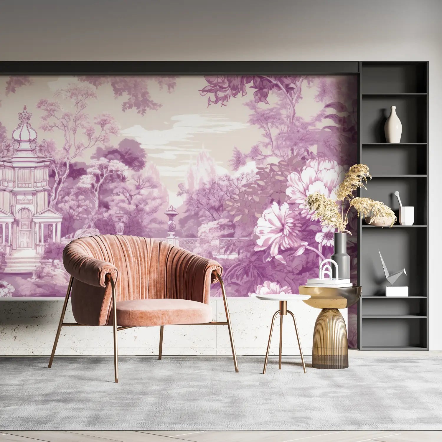 Purple Toile De Jouy Wallpaper - Second Image