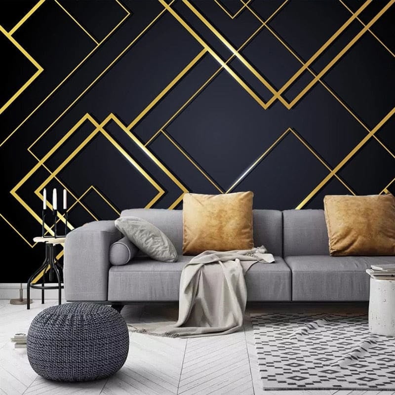 Geometrische Tapete in Schwarz und Gold - Second Image