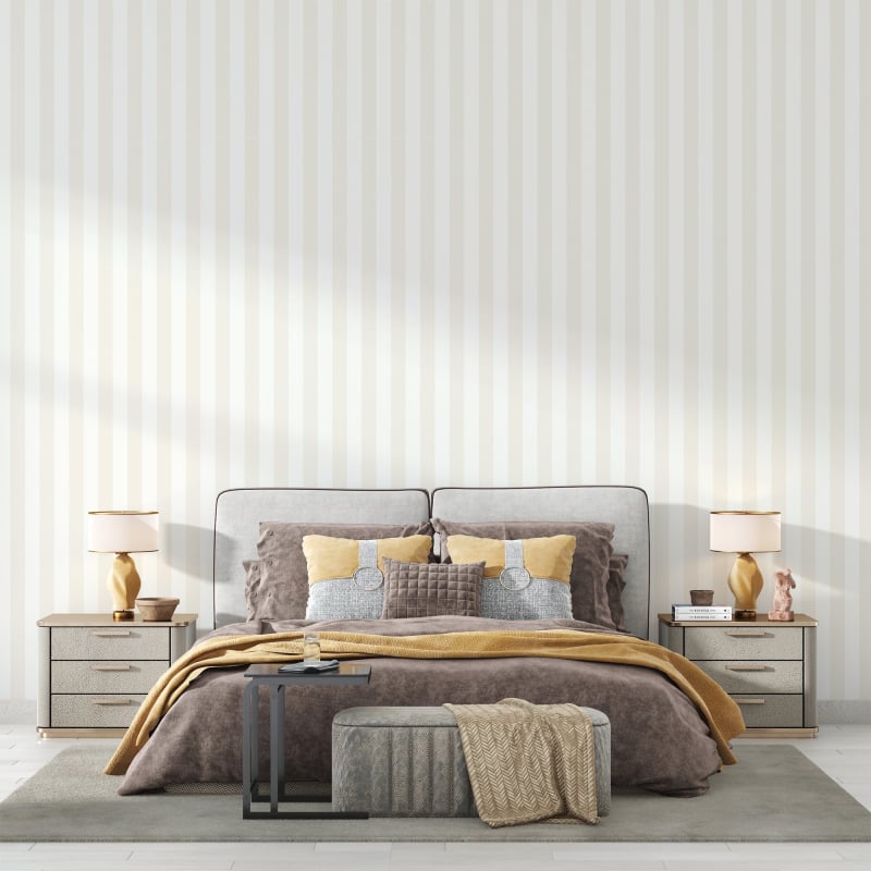 Beige and White Striped Wallpaper - Second Image